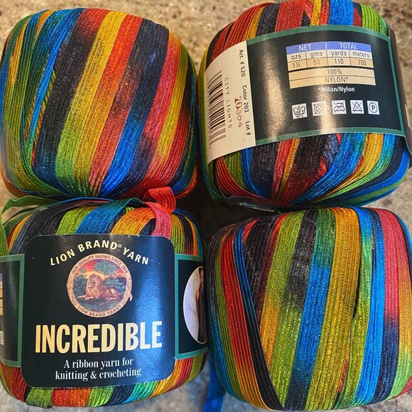 4 Skeins Lion Brand Incredible Ribbon Yarn - Picture 1 of 2